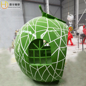 Sculpture en fibre de verre Hami Melon Pavilion, modèle de décoration artistique extérieure étanche en forme de maison de fruits - Product Image 1