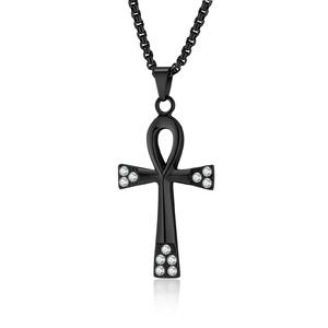 Ancient Egyptian Ankh <b>Cross</b> Necklace Titanium Steel Men's Pendant Cultural Symbol Everyday Wear Bezel Setting - Product Image 4