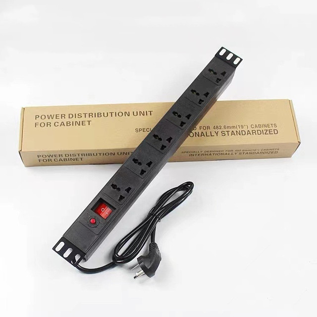 1U 19''6way 10A/16A Universal Socket PDU Rack Mount Power Distribution Units 110-250V
