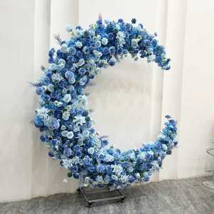 Arco Floreale Luna Blu Personalizzabile, Supporto in Seta Artificiale Colorato con Fiori per Decorazioni Matrimoniali - Product Image 3