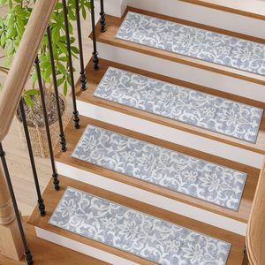Lahome 15pc Gris Antidérapant Tapis Escalier Marches 8 \ "X 30 \" Doux Lavable Marches en Bois pour Intérieur Oriental Escalier Tapis - Product Image 2