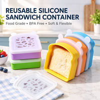 Boîte à sandwich réutilisable en silicone de qualité alimentaire, sans BPA, étanche, flexible, pour le déjeuner des enfants et des adultes