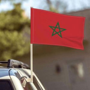 Hot Sales Supplier Polyester Morocco Moroccan Car <b>Flag</b> Country Auto Decorations for Window Clip Pole - Product Image 2