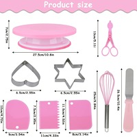 Backzubehör-Set mit Tortendrehteller, Spritztüllen, Spritzbeuteln, Spatel und Zuckerguss-Utensilien für Anfänger
