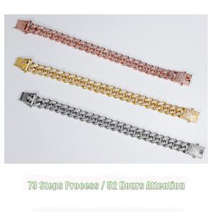 Fabricante de Joyería Personalizada, Pulseras Cubanas con Diamantes CZ, Cristales, Estilo Hip Hop, Accesorios de Joyería Modernos, Directo de Fábrica - Product Image 4