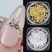 Kit de 30 Breloques 3D en Alliage pour Ongles, Nœuds en Ruban, Fleurs Métalliques, Pierres Précieuses et Strass Dorés et Argentés, Accessoires pour Ongles