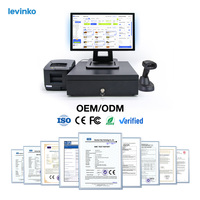 Machine de Caisse Tactile Tout-en-Un de Bureau pour Restaurant de 15,6 Pouces avec Terminal Point de Vente, Imprimante et Scanner 2D