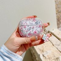 Petite fleur rose perle pendentif étui Airpods 4 pour Apple AirPods Pro 2 fleurs papillon écouteurs étuis coeur porte-clés