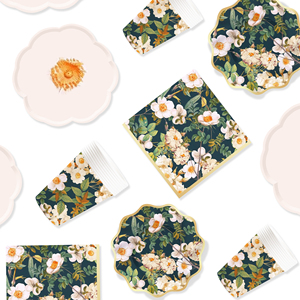DAMAI - Juego de Platos de Papel Desechables Personalizados con Tema de Flores Blancas para Fiesta de Té de Primavera, Decoración para Fiesta de Té, Artículos para Fiesta - Product Image 2