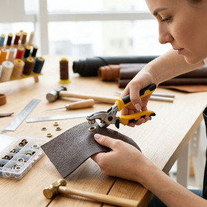Kit d'outils pour œillets, 2 couleurs assorties, 1/4'' (6 mm d'intérieur), avec rondelles, outil manuel portable pour cuir, artisanat, ceintures, chaussures, sacs - Product Image 3