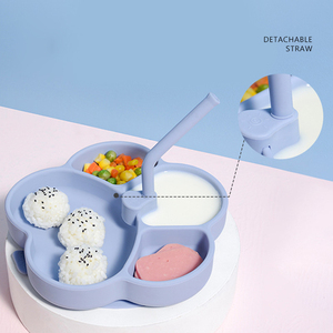 Grazioso <span class=keywords><strong>piatto</strong></span> in Silicone per bambini con Design antiscivolo con motivo a zampa di gatto con motivo animale <span class=keywords><strong>da</strong></span> pranzo con bastone per alimentazione per bambini - Product Image 1