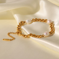 Bracelet à chaîne cubaine en acier inoxydable de 6mm, Bracelet de perles plaqué or pour femmes et filles, nouvelle mode 2023