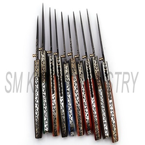 Lote Mixto de 10 Navajas Plegables de Acero de Damasco Hechas a Mano con Mango de Madera, OEM Disponible (smk1200) - Product Image 3