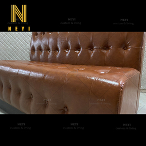Moderna cabina ristorante in pelle marrone personalizzata divano posti a sedere design cafe caffetteria <span class=keywords><strong>mobili</strong></span> NEYI piacevole ed economico - Product Image 6