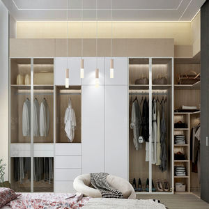 ตู้เสื้อผ้าไม้สไตล์โมเดิร์น ชุดเฟอร์นิเจอร์ห้องนอน ตู้เสื้อผ้าบานเลื่อนสำหรับบ้าน - Product Image 1