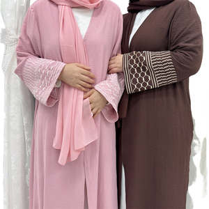 Abito da donna in stile Vintage Muslim Abaya splendidamente ricamato con frange Cardigan aperto per quattro stagioni - Product Image 5