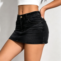 Jupe-short en jean respirante pour femme, mini-jupe en denim très extensible, look lumineux et frais