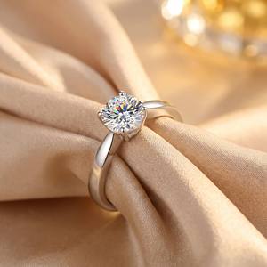 <span class=keywords><strong>Anello</strong></span> in Argento Sterling S925 con Moissanite DEF VVS1 Taglio Brillante Rotondo per Gioielleria Nuziale Vendita all'Ingrosso - Product Image 4