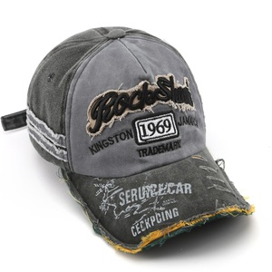 Cappello con berretti da Baseball in difficoltà con Logo personalizzato lavato in pietra con strisce laterali - Product Image 4