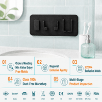 Support mural en silicone pour douche, étanche, auto-adhésif, pour rasoir, brosse à dents, organisateur de salle de bain, support de rangement pour carrelage