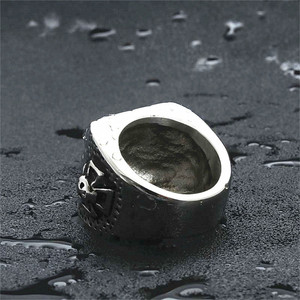 Men's <b>Titanium</b> Steel Skull <b>Ring</b> Silver Cross Design Punk Style Fashion Jewelry Gift - Product Image 3