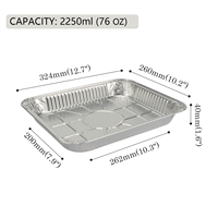 Barquette alimentaire rectangulaire profonde en PP et aluminium robuste de 2250 ml avec couvercle en aluminium pour la restauration et les plats à emporter