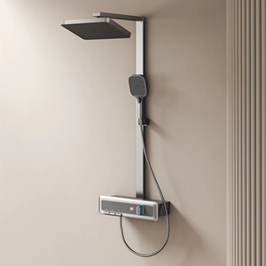 Olife Banos fábrica al por mayor nuevo diseño baño bronce de color blanco luz LED piano llave estante grande ducha conjunto grifo sistema - Product Image 4