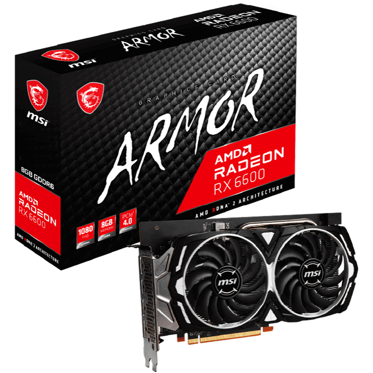 MSI Radeon RX 6600 ARMOR 8GB GDDR6 128 비트 메모리가있는 8G 그래픽 카드