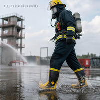 Bottes en caoutchouc pour pompiers professionnels, résistantes à la chaleur, anti-flammes, antidérapantes, avec embout en acier, durables, pour la lutte contre les incendies, bottes de sécurité pour le travail
