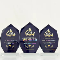 Trophée en cristal personnalisé avec impression couleur créative et base noire pour événements et récompenses