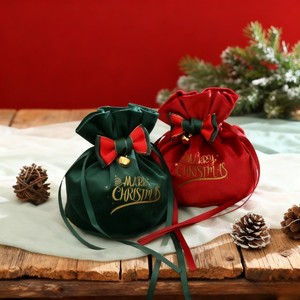 Nieuwe stijlvolle, creatieve fluwelen appelvormige opbergzak, multifunctioneel, praktisch, met trekkoord, snoepzak voor Kerstmis - Product Image 2