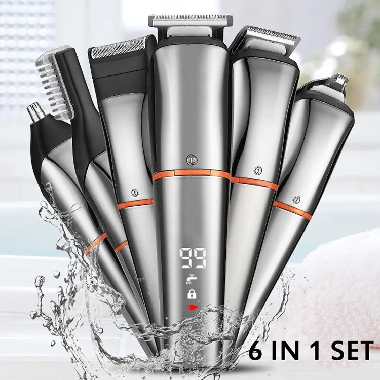 1 cái tất cả 6in1 tóc có thể sạc lại Clipper cho nam giới không thấm nước không dây máy cạo râu điện râu mũi tai Máy cạo râu tóc tông đơ công cụ