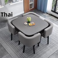Ensemble de table à manger moderne en pierre, gain de place, 4 chaises |   Table de cuisine pour appartement Hideaway |   Ensemble de comptoirs de réception pour hôtel