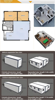 Conteneur pliable à structure en acier à double aile, extensible trois-en-un, pour appartement, chambre, salon, hall, bureau et bâtiment d'activités