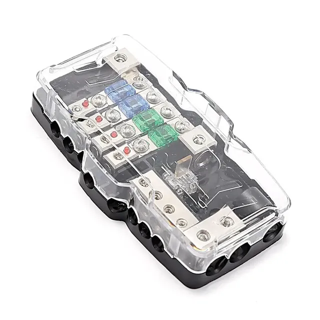 0/4GA 4 Way Multi-Functional LED Car Audio Stereo ANL Fuse Holder with Ground Mini ANL Fuse Box Distribution Block