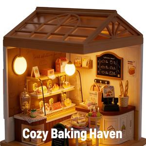 Nouveaux jouets STEM, kit de maison modulaire à toit ouvrant DIY, lumières LED sur le toit, 5 thèmes de magasins, mini-scène empilable, jouet éducatif - Product Image 3