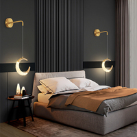 Applique Murale LED en Forme de Lune, Métal Doré, Sans Scintillement, Décoration Murale pour Chambre à Coucher, Chevet, Salon, IP20, Meilleure Vente