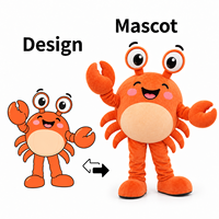 Costume de mascotte de crabe personnalisé en usine, tenue en peluche de dessin animé pour adulte, OEM ODM pour la promotion des restaurants de fruits de mer et des festivals culinaires