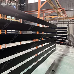 Morden panel pagar hitam, pagar keamanan taman luar ruangan, pagar aluminium horizontal dengan gerbang