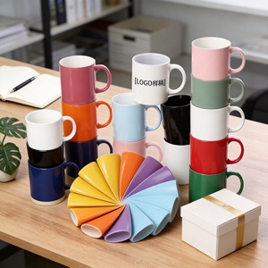 Mug en céramique couleur unie avec anse, tasse individuelle, cadeau promotionnel - Product Image 1
