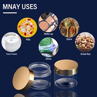 Pot en plastique PET à paroi épaisse pour cosmétiques 30g/50g, forme cylindrique avec couvercle à vis, qualité alimentaire, pour crème contour des yeux