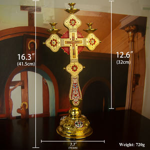 HT东正教天主教耶稣受难像十字架，带烛台耶稣装饰基督雕像 & 教堂家庭餐桌装饰雕像 - Product Image 4