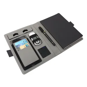 Batterie externe à charge sans fil haute vitesse, accessoire promotionnel pour ordinateur portable, avec couverture en cuir de qualité pour les managers - Product Image 5