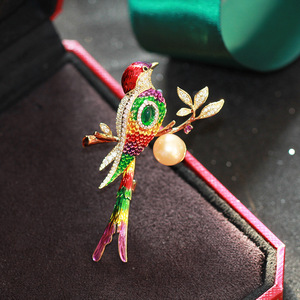 Broche haut <span class=keywords><strong>de</strong></span> gamme en alliage, style chinois, émail, motif pie-grièche, accessoire <span class=keywords><strong>de</strong></span> corsage, épingle pour cheongsam, cadeau <span class=keywords><strong>de</strong></span> fiançailles et <span class=keywords><strong>de</strong></span> mariage, nouvelle perle - Product Image 6