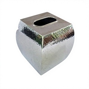 Boîte à mouchoirs en acier inoxydable martelé plus grande boîte de rangement de serviette de forme carrée de qualité pour l'utilisation d'hôtel à la maison - Product Image 1