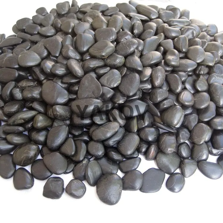 wholesale home garden decorative A grade natural normal polished black river stone pebbles