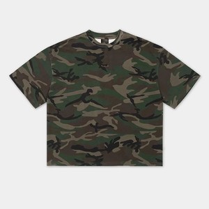 T-shirt personnalisé pour hommes en coton camouflage, coupe ample, épaules tombantes, impression graphique personnalisée - Product Image 2