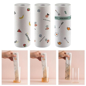 Rouleau de torchons de cuisine jetables extra larges imprimés, épais, pour usage humide et sec, en tissu non tissé, pour la maison - Product Image 3