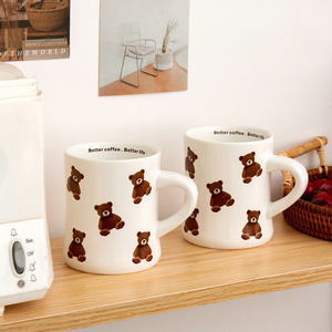 Korean-style Bear Mug High Aesthetic Value Creative Gift Porcelain Ceramic <b>Cup</b> Cartoon Pattern Personalized Custom Souvenir - Product Image 2