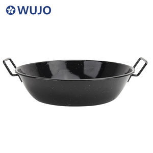 Poêle à paella géante en acier au carbone émaillé 20 cm, poêles à paella émaillées - Product Image 4